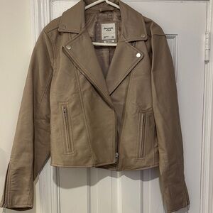 Abercrombie & Fitch Tan Leather Biker Jacket